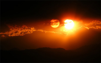 two suns, dawn or dusk