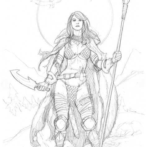Frank Cho: Red Sonja pencil sketch 