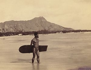 English: The lone Hawaiian surfer at Waikiki B...