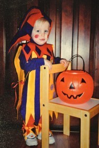 Baby Boy dressed as a Court Jester for Halloween in 1996. Named Class Clown for the Class of 2013: Foreshadowing?