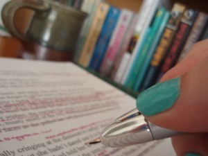 Just me, my manuscript, my books, and coffee.