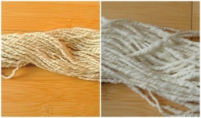 Spun and plied, before and after setting