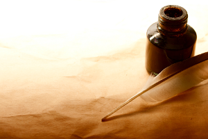 Quill and ink for copyedit pages