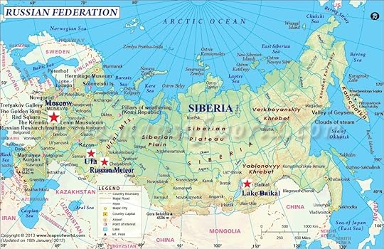 Map of Russia Baikal Ufa Meteor