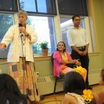 Jo Radner tells The Story of a Pumpkin in English beside Hari Tiwari and Nilhari Bhandari