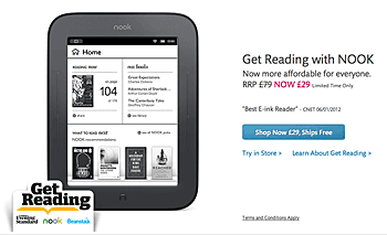 Prices on UK Nook ebook readers have been slashed