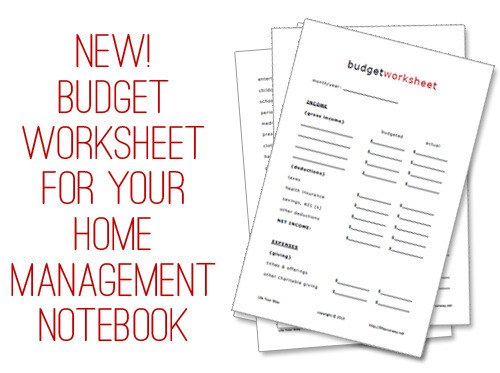 New Budget Worksheet Printable from lifeyourway.net