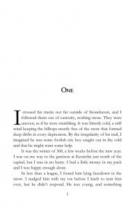 Option 5 - different chapter heading, body font drop cap