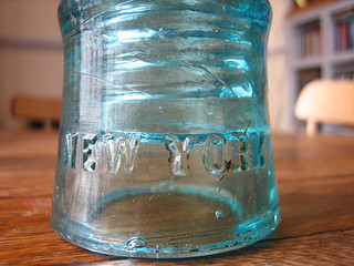Glass telegraph insulator from New York