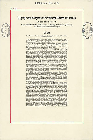The first page of the Voting Rights Act.