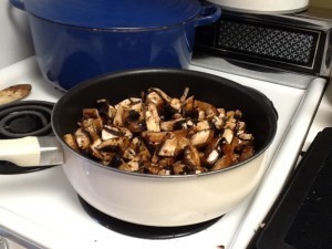 mushrooms in pan