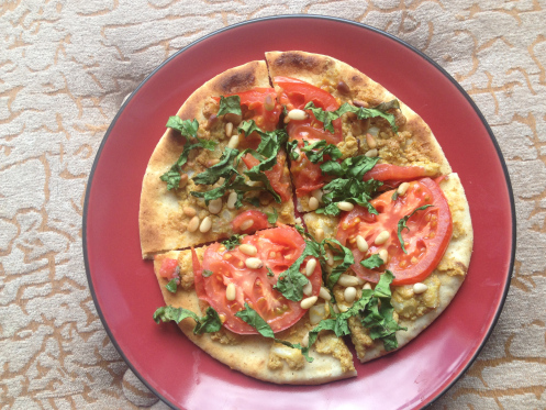 vegan pita pizza fresh tomatoes