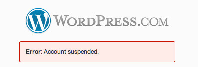 WordPress account suspended!