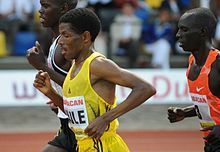 Haile competing on the track in Hengelo, the Netherlands