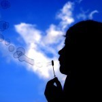 Brian blowing bubbles