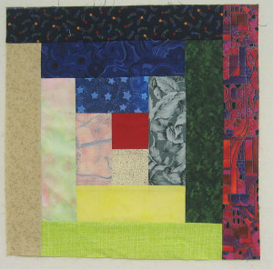 log cabin block with red center