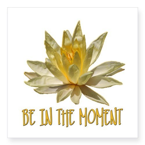 BE IN THE MOMENT - LOTUS BLOS Sticker Rectangular Square Sticker 3 x 3 by CafePress