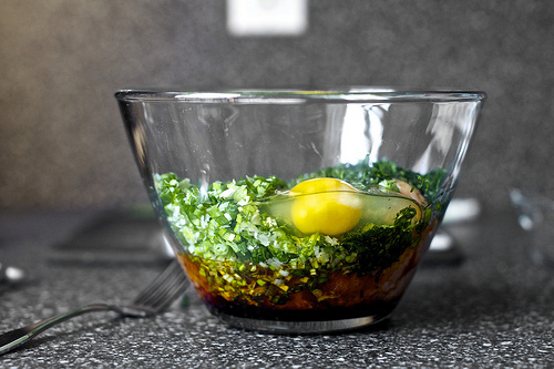 meatball ingredients, ready to mix