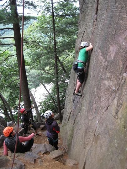 My pal Shannon, climbing the quartzite Spidey-style! Thanks to whoever <br />picked up Shannon's camera and snapped this photo.