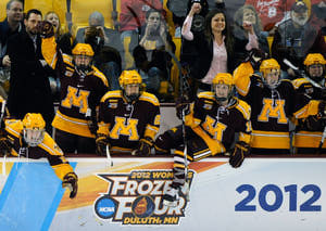 The Minnesota Gophers celebrate their 2011 NCAA Women's Hockey Championship.