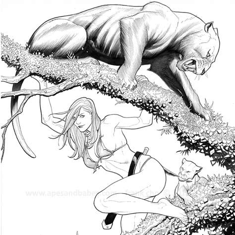 Frank Cho jungle queen cats sketch