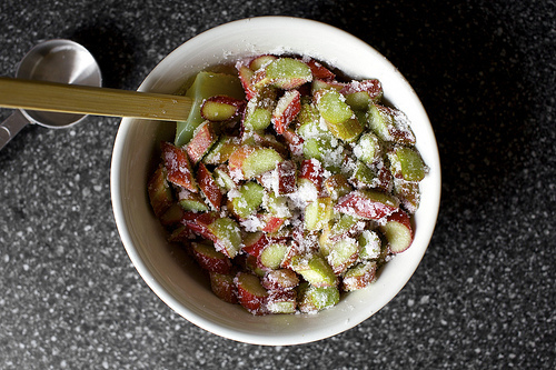 rhubarb with sugar and lemon juice
