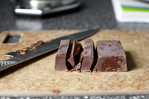 chopping bittersweet chocolate