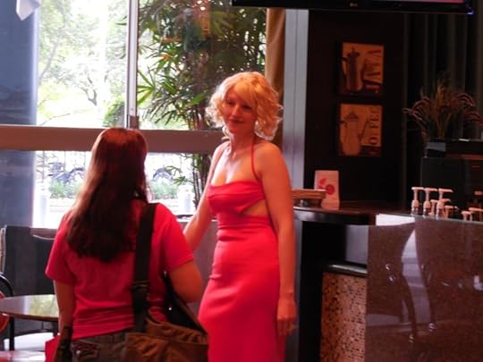 A fan cosplays as Cylon Number Six