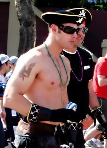 Hot young guy dressed as a pirate.