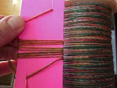 Checking singles. The fiber is Blue Moon BFL Rocktober colorway.