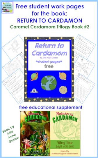 free work pages for RETURN TO CARDAMOM, student work photo of some pages in printable