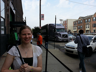 Christina and the Xbox One truck as we wait to get into the event.