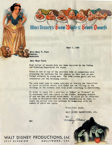 Disney rejection letter