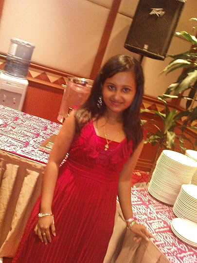 Jasveena, looking lovely in red.