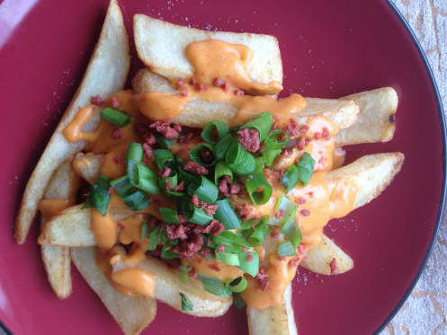 vegan bacon cheese fries