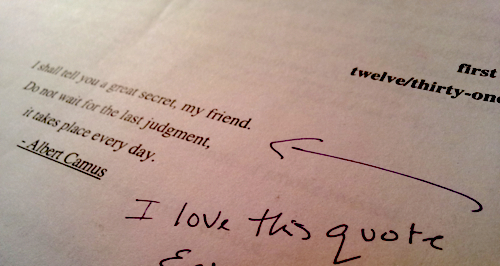 Sara Zarr's first notes on THE END GAMES