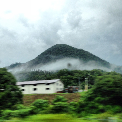 Zooming along the Japanese countryside.