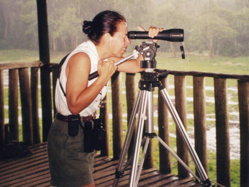 Andrea Turkalo at the observation post that has now become a firing line.