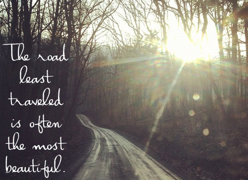 The road least traveled is often the most beautiful.