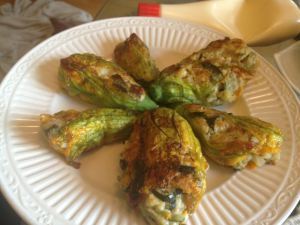 Stuffed zucchini flowers