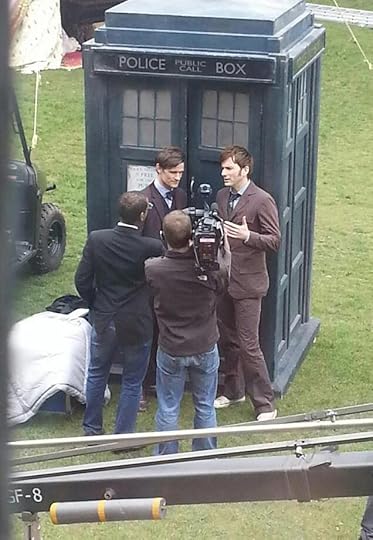 Matt Smith and David Tennant on the set of Dr Who