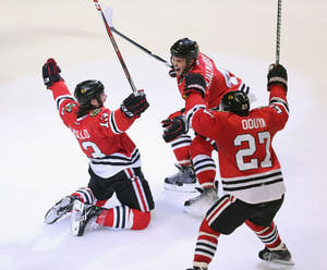 Blackhawks Celebrate Goal