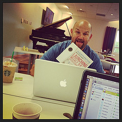 Studying with @davefarris who is showing off the @NstarPulaski launch mailers