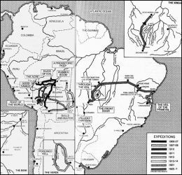 Map of Percy Fawcetts Expeditions