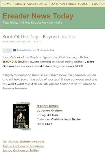 BEYOND JUSTICE is Ereader News Today's Book of the Day