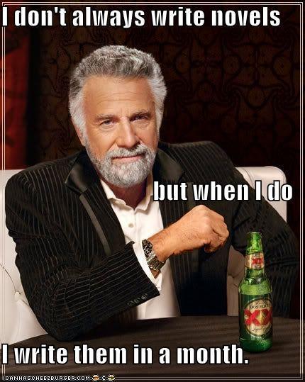 I don't always write novels but when I do I write them in a month.