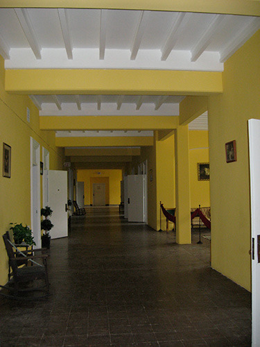 The restored hallway of the first floor ward.