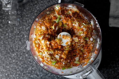 minced mirepoix (love this step)