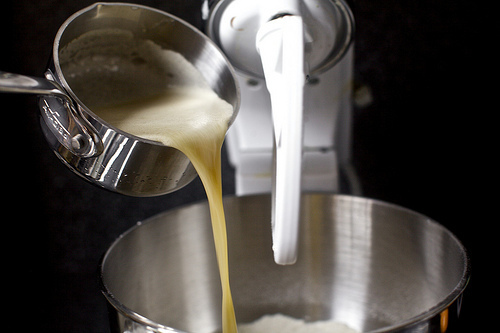 poured into flour mix with rye