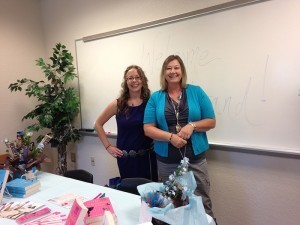 With Donna Alvis, head of the Ephesus Library & responsible for the lovely baskets and bouquets of chocolate-y gifts.